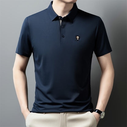 【M-4XL】Poletje 2026 Nova ledeno svilena polo majica s pol rokavi in reverjem