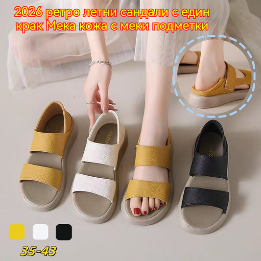 🔥【Velikosti 35-43】👡Retro sandály s jednou nohou, vyrobené z měkké kůže s flexibilní podrážkou. 4258989