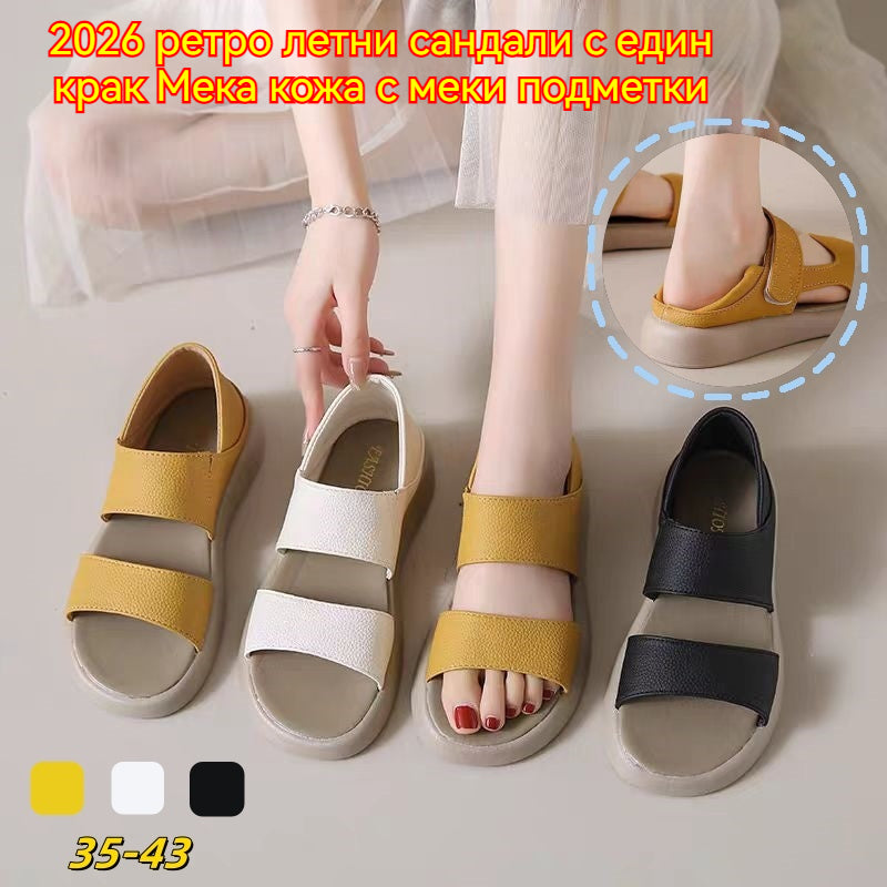 🔥【Velikosti 35-43】👡Retro sandály s jednou nohou, vyrobené z měkké kůže s flexibilní podrážkou. 4258989