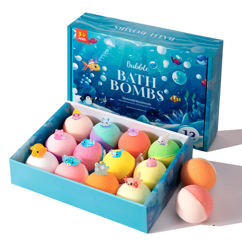 🛀💕12 kosov kroglic kopalne soli v obliki morskih živali (50 g/kroglica) za otroke.
