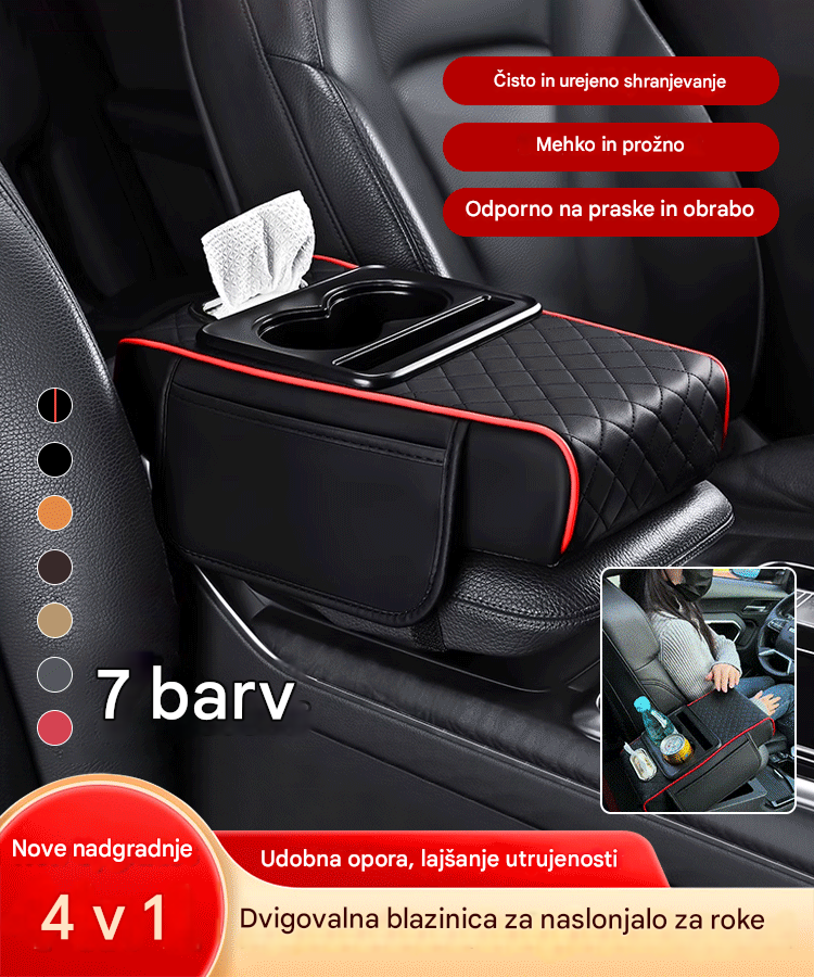 Univerzalna usnjena podloga za roke 4 v 1 ✅ vgrajena škatla za robčke ✅ držalo za skodelico