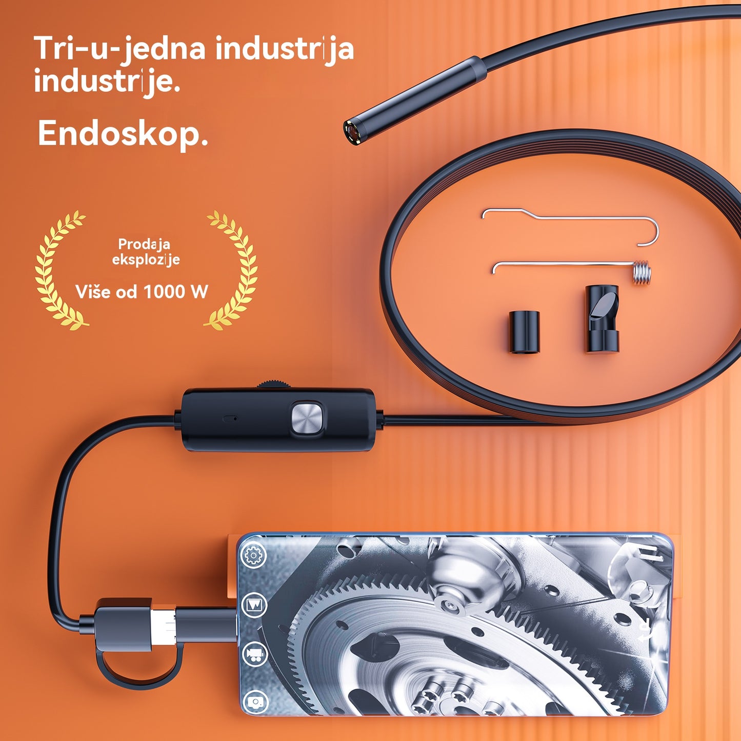 (Type-C, USB, Micro USB) endoskop tri u jednom 【5M】