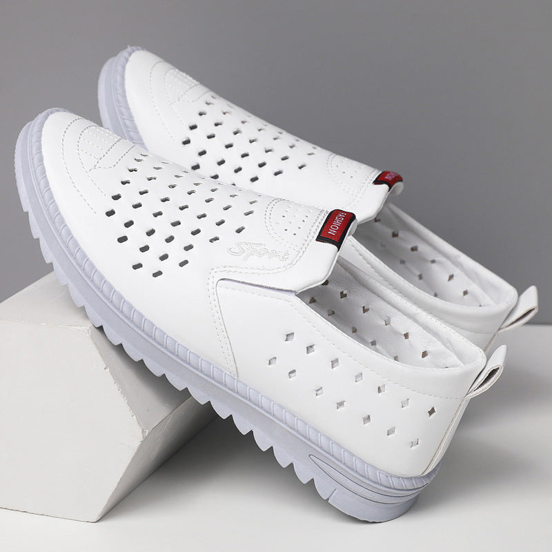 【39-44】Nuevos zapatos casuales de cuero calado para hombre, verano 2026