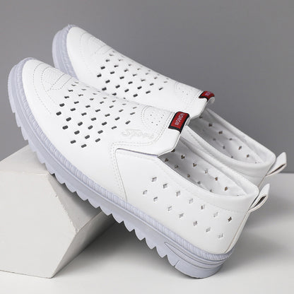 【39-44】Nuevos zapatos casuales de cuero calado para hombre, verano 2026