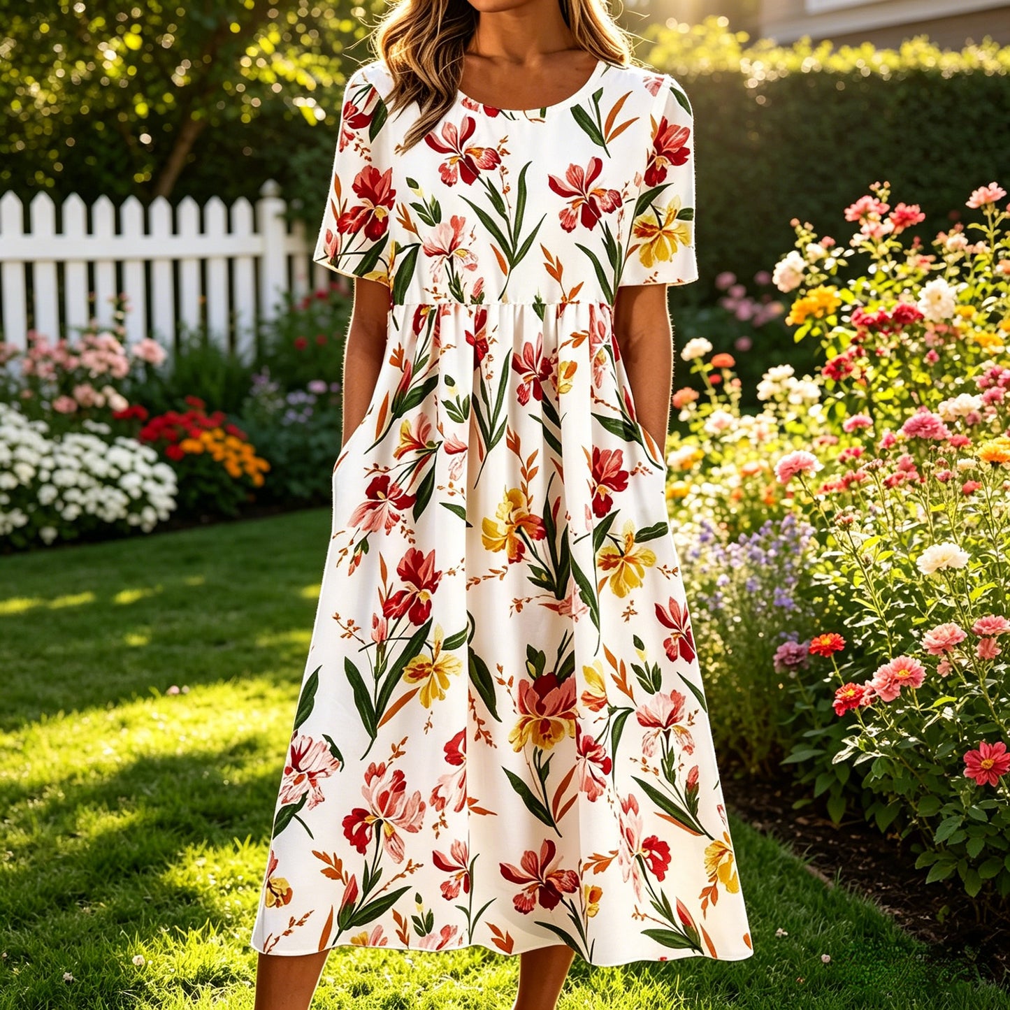 【S-5XL】🌸Kerek nyakú, rövid ujjú maxi ruha, retró bohém mintával, laza és kényelmes.