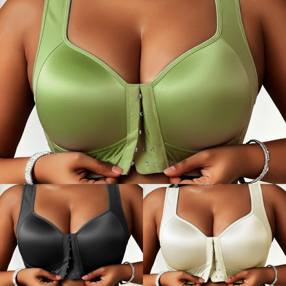 😍👙【Balení 3 kusů】【40-100 kg】Dámská podprsenka bez kostic s předním zapínáním 4259011