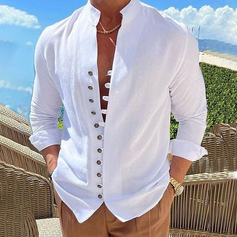 👔 50% de descuento🔥【40-100 kg】Camisa de hombre de algodón y lino, tallas grandes ✅️Pago contra entrega