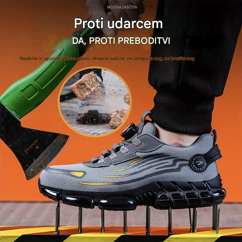 🥾🔥Delovni škornji, primerni za vsakodnevno nošenje, odporni na udarce in prebadanje, z jekleno konico, udobni in zaščitni, nedrseči.