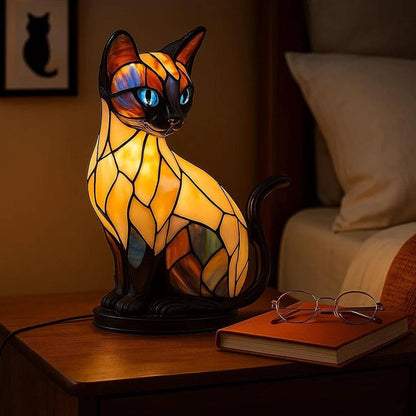 🐱Stolní lampa ve tvaru kočky, retro noční světlo z barevné pryskyřice s kočičím motivem 4216154