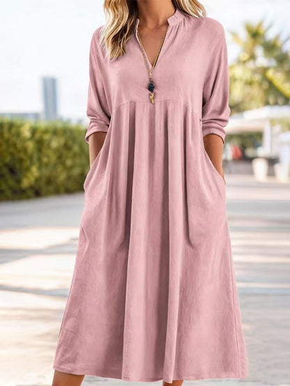 💃 【S-3XL】Nové módní retro šaty s výstřihem do V z bavlny a lnu 4242192