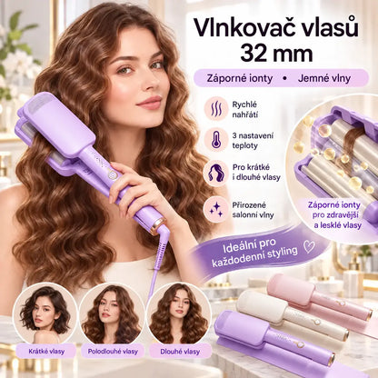 ✨ 🌸 Kulma 32 mm – velké, jemné vlny, 4 nastavení teploty a technologie záporných iontů – úprava vlasů jako od profesionála přímo u vás doma 💇‍♀️