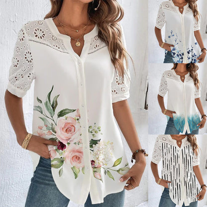 🎁 [S-5XL] Nove majice s kratkimi rokavi, cvetlični potiski, lepe in udobne
