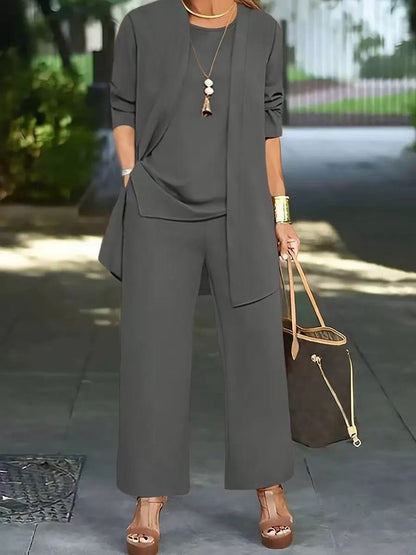 🧥Elegantni ženski komplet iz treh delov s širokim krojem🍂