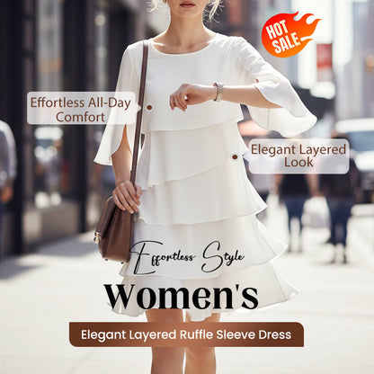 💃【S-3XL】🎁Elegantna večplastna obleka z nabranimi rokavi - brez napora ustvarite eleganten videz za vse priložnosti💃