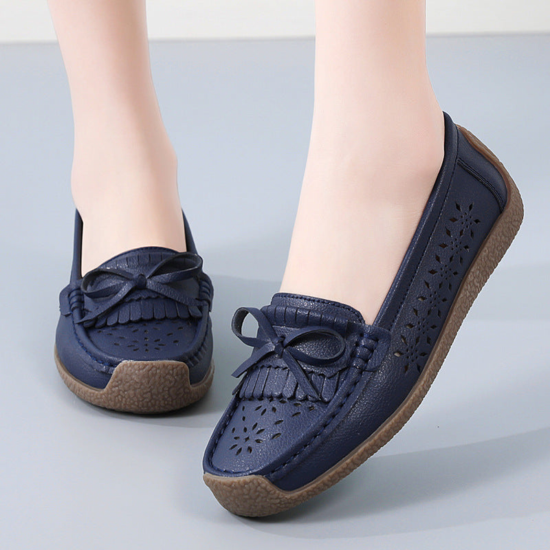 🌼【35-44】Zapatos de cuero de verano para mujer, zapatos con punta abierta y borlas transpirables