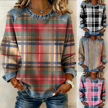 🎀🎀🎁【50% zniżki】Nowa bluza z nadrukiem i okrągłym dekoltem 4219385