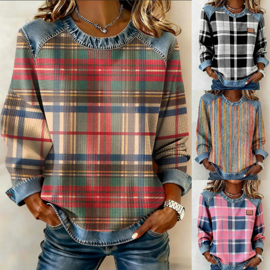 🎀🎀🎁【50% zniżki】Nowa bluza z nadrukiem i okrągłym dekoltem 4219385