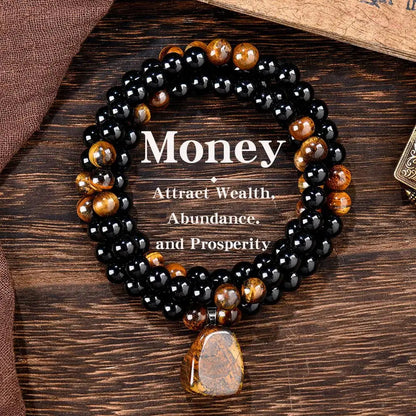 【¡Compra 1 y llévate 1 gratis!】✨(2 piezas) Collar para atraer dinero con colgante de aventurina verde y ojo de tigre, piedra de cristal curativa