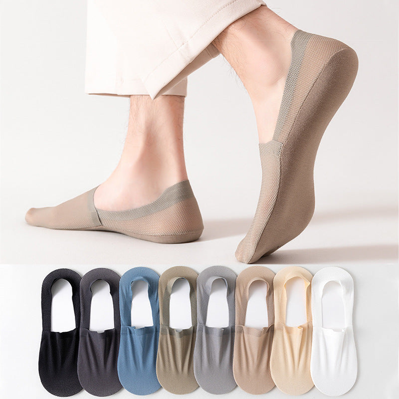 🛒🔥【37-44】Calcetines cortos de corte bajo de seda helada nuevos para hombre, resistentes a los olores y que absorben el sudor, transpirables y antideslizantes.