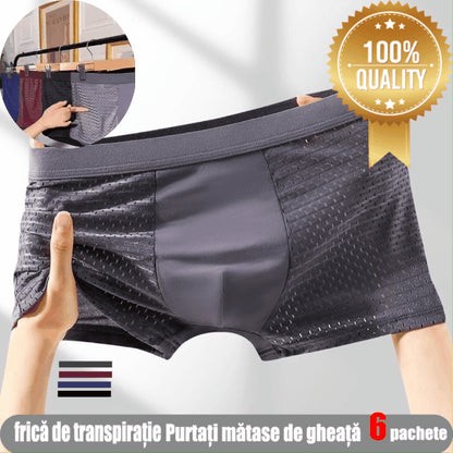 [Cumpărați 3, primiți 3 gratuit] 2025, primăvară și vară, slip pentru bărbați din plasă din mătase de gheață