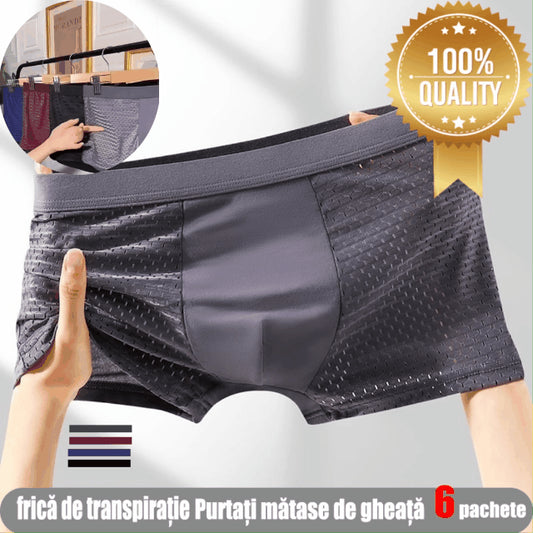 [Cumpărați 3, primiți 3 gratuit] 2025, primăvară și vară, slip pentru bărbați din plasă din mătase de gheață