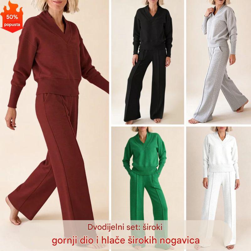 🥰📢50% popusta!!!【M-5XL】Ženski komplet odijela 2026 | Dvodijelni set s pletenim dugim rukavima✨
