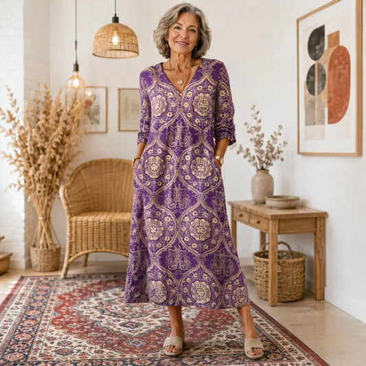 🌺⭐【S-5XL】 Boho šaty s etnickým potiskem a lichotivým střihem