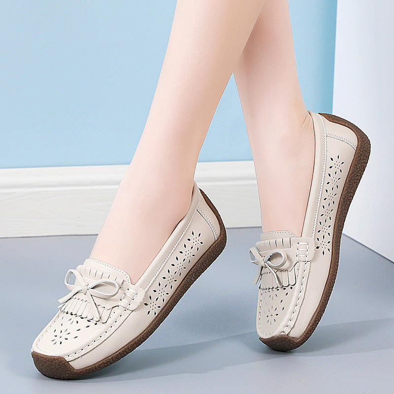 🌼【35-44】Zapatos de cuero de verano para mujer, zapatos con punta abierta y borlas transpirables