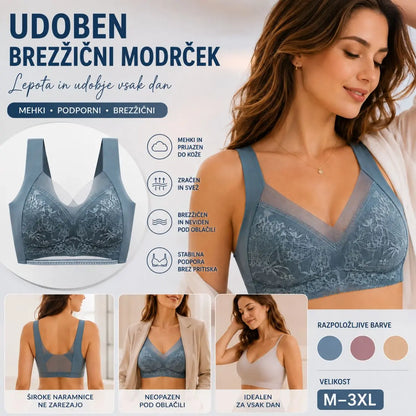 ⭐【Kupite 2, dobite 2 gratis】🔥4 kosov za 25 €【40–110 KG】Udoben brezšivni čipkasti modrček za ženske