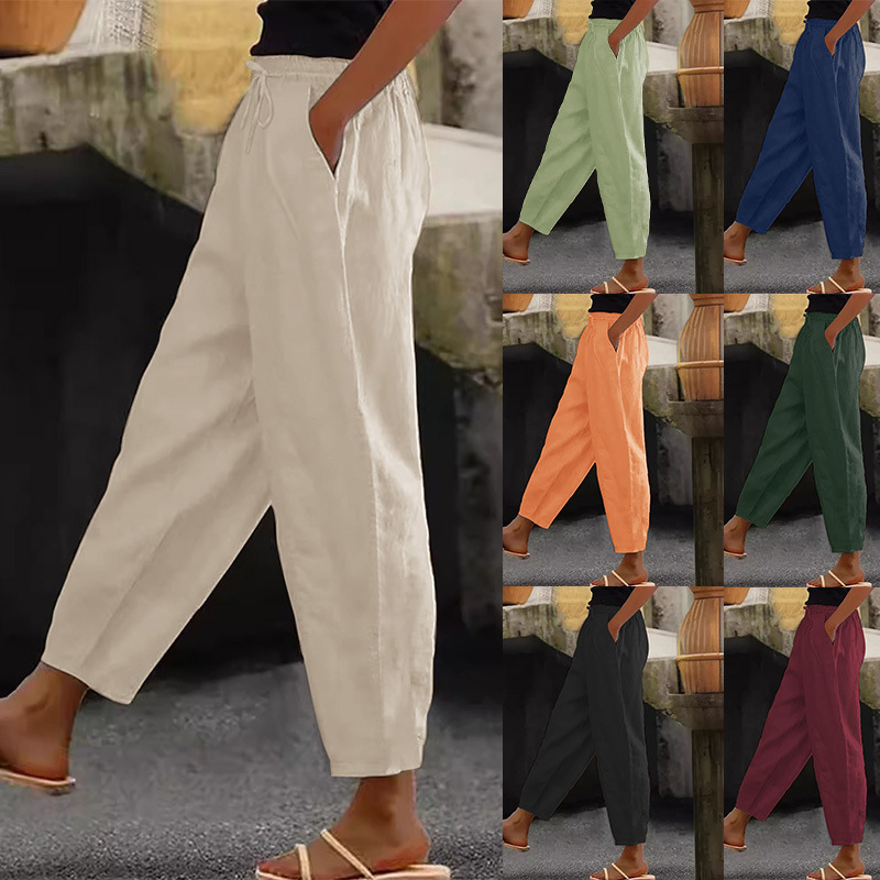 😍Poslední den akce - sleva 50 %💕【S-5XL】Dámské ležérní kalhoty z bavlny a lnu