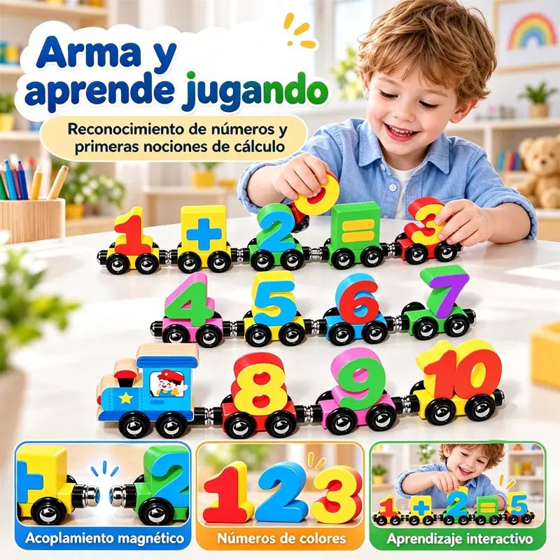 🚂Compra 1 y llévate 1 gratis🔥🚂 Tren Magnético de Números para Niños | Juguete Educativo de Construcción para Aprender Jugando