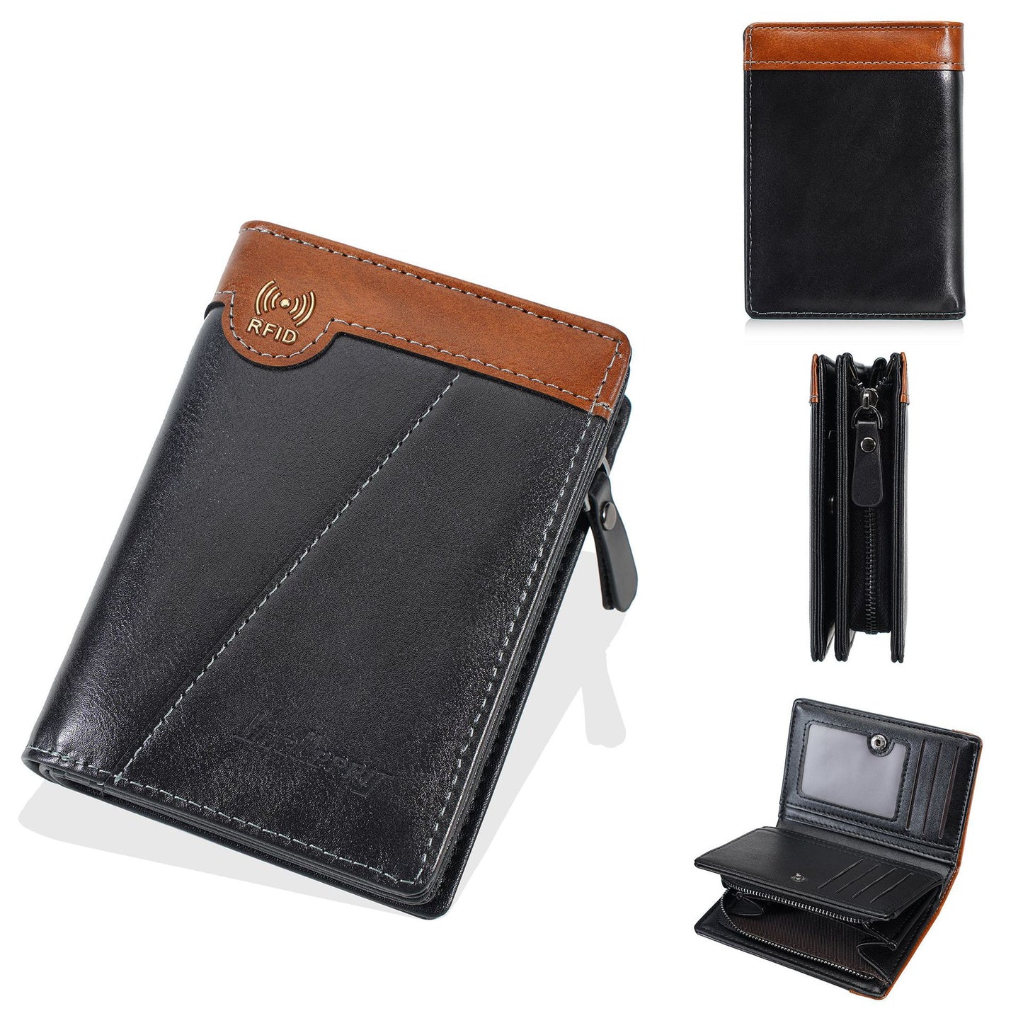 😎【50% sleva✨】Nová luxusní pánská peněženka na zip v retro stylu s RFID ochranou proti krádeži.