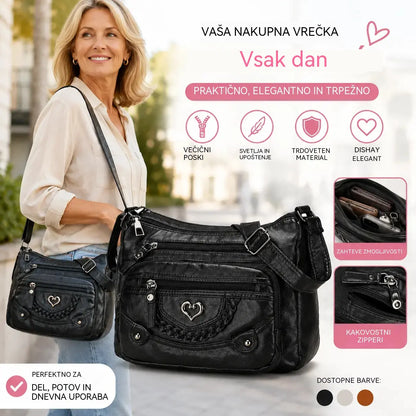 💐50 % POPUST! 🎁Ženska mehka torba čez telo iz umetnega materiala – več žepov za popolno organizacijo 👜🔑