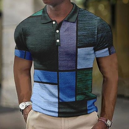 💥👕【S-5XL】Moška polo majica za prosti čas z geometrijskim potiskom 2025