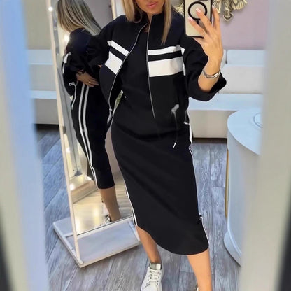 💕😍Nowa, nowoczesna sukienka z okrągłym dekoltem i damski płaszcz, garnitur na co dzień 4214585