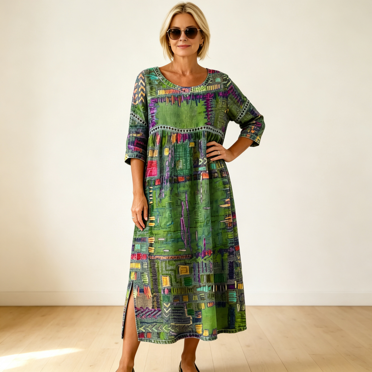 🌺✨ Ostatni dzień zniżki 50%!【S-5XL】Letnia sukienka w stylu retro z okrągłym dekoltem i nadrukiem – lekka, przewiewna, wyszczuplająca i łatwa w stylizacji.
