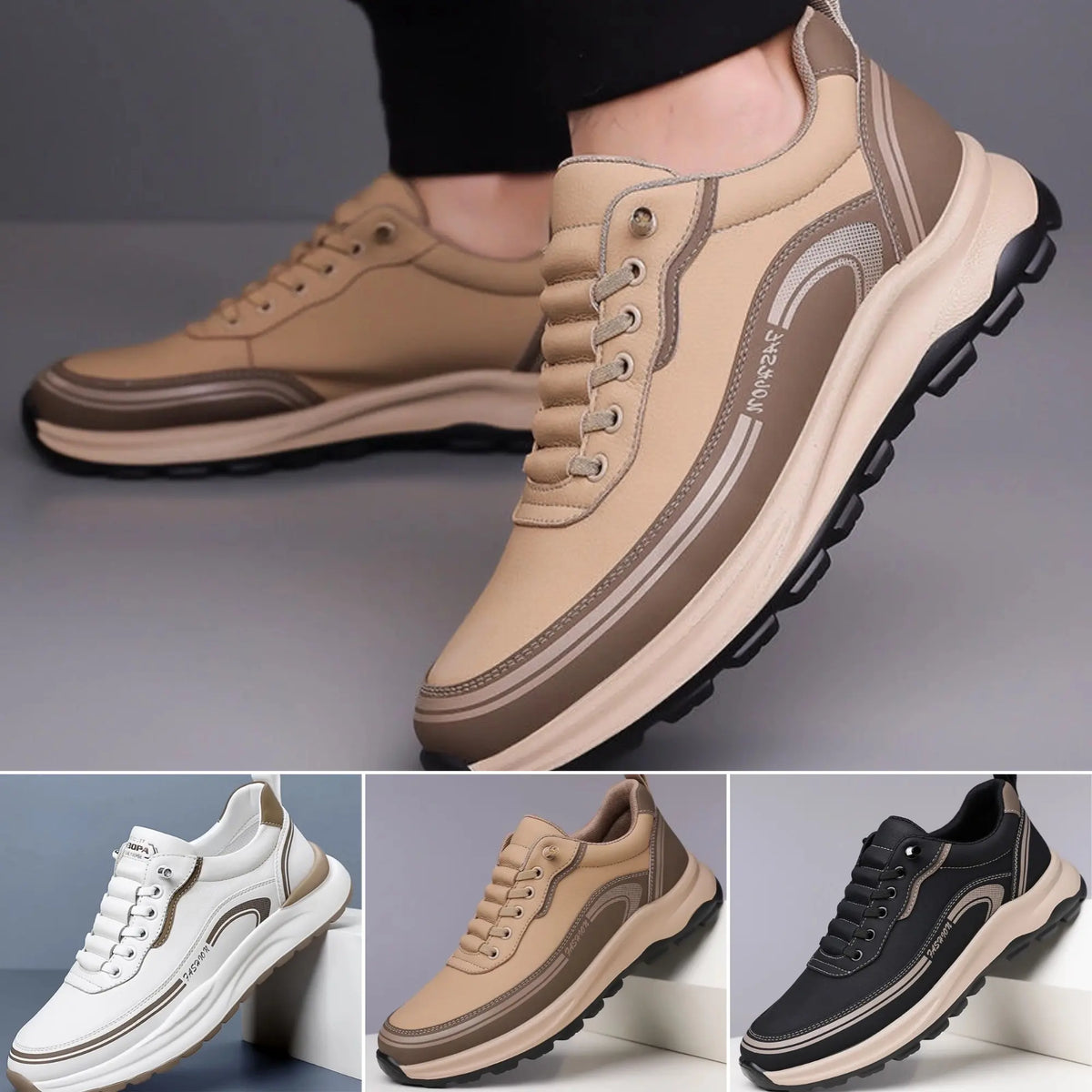 👞 [39-45]Športni čevlji iz usnja, odpornega na vodo in umazanijo, z mehkimi podplati za maksimalno udobje