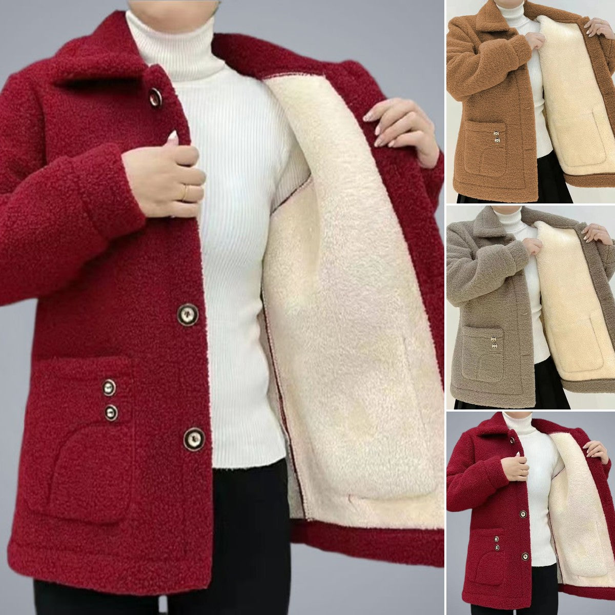 💥🍁【L-5XL】Zimowa modna zagęszczona ciepła kurtka z wełny jagnięcej
