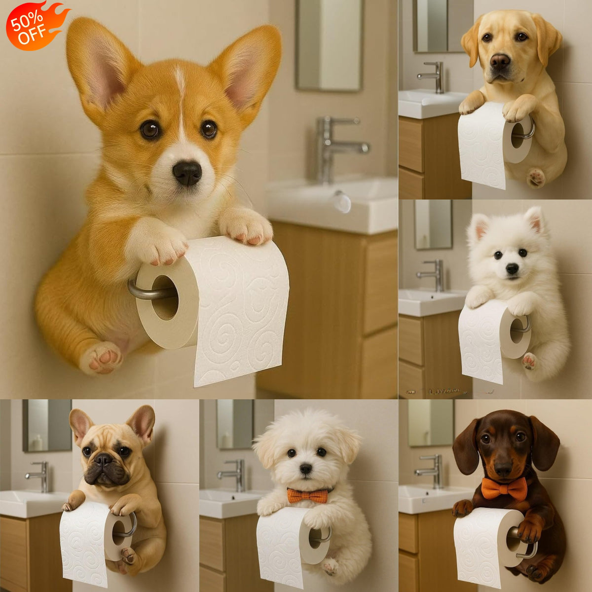 🐕Držalo za toaletni papir z motivom ljubkega kužka