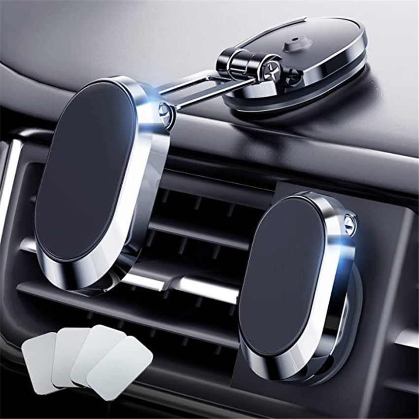 🚗Soporte plegable para teléfono con base magnética, permite una rotación de 360 grados.