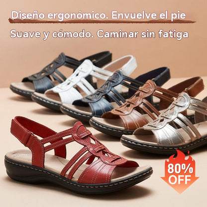 ☀️👡【35-43】Sandalias planas de cuero suaves y cómodas para mujer, ideales para uso diario.