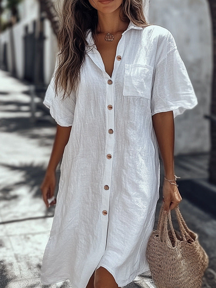 ☀️ Ležérní lněné košilové šaty pro horké letní dny | Pohodlí & Styl 👗