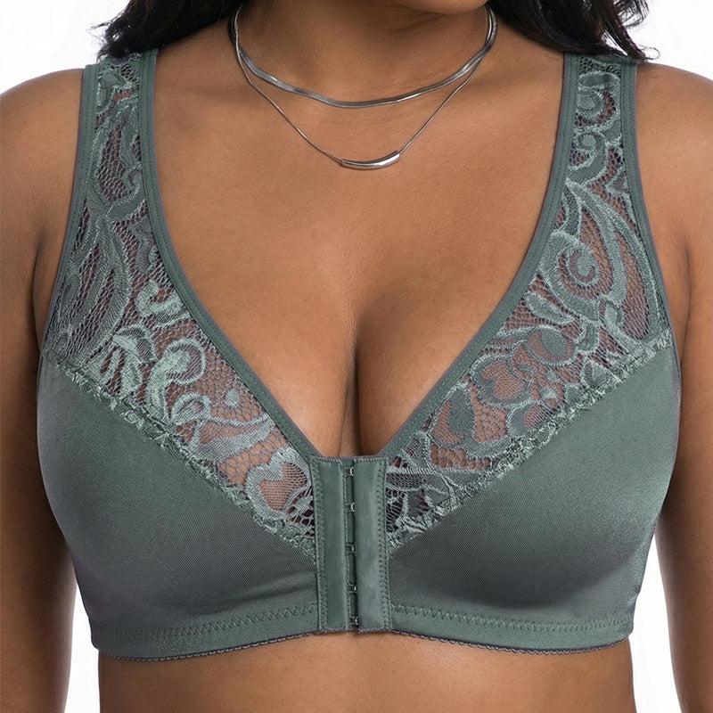💖¡Precio mínimo histórico! 【Conjunto de 3 piezas】 【Tallas L-4XL】 😍🩲 Sujetador push-up para tallas grandes: hermoso encaje, diseño con efecto realce y copas, cierre frontal.
