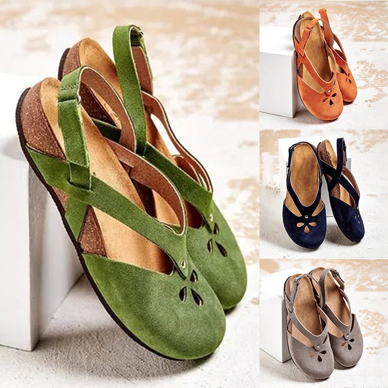 ✨✨【Oferta limitada】【35–44】Sandalias recreativas de cuero de alta calidad 2026 ✅ Punta redonda ✅ Suela plana