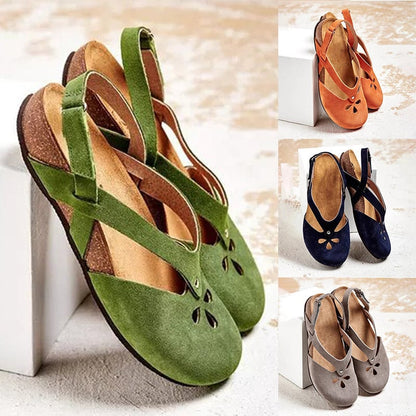 ✨Speciální nabídka na letní novinky【35–43】Retro ortopedické sandály na léto – nastavitelné a pohodlné ✅ Plochá podrážka