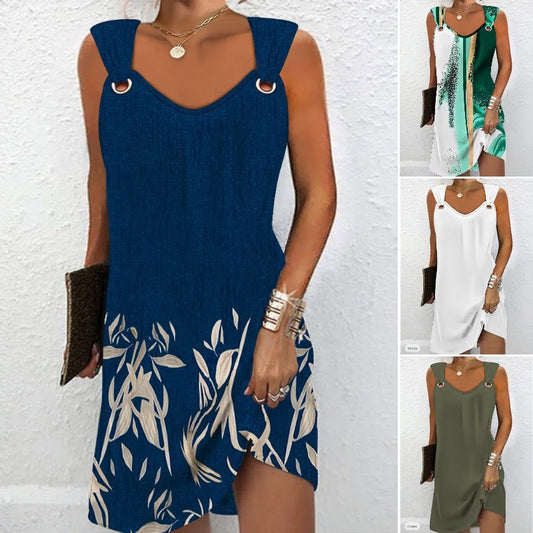 🔥🔥👗👗【50 % sleva】Nové jarní a letní šaty bez rukávů s výstřihem do V