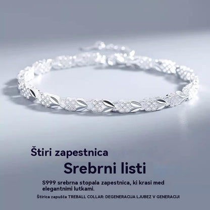 😀👉【Kupite eno, dobite eno brezplačno】💖🍀Nova modna zapestnica iz srebra 925 s štiriperesno deteljico, ženska velikost【30 % popusta】