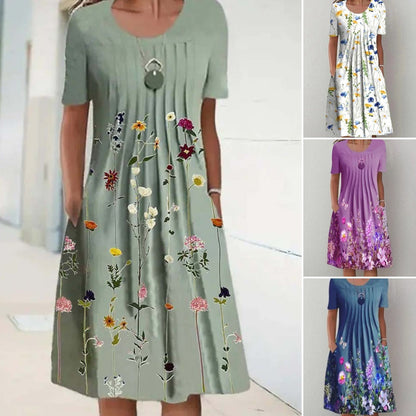 🦋 2025 Nova ženska obleka z okroglim izrezom in potiskom (S-3XL)