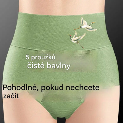 ✨️ (45 – 105 kg)【6 položek za】Dámské vysoké bezešvé bavlněné kalhotky s grafenovou antibakteriální vložkou, trojúhelníkový střih