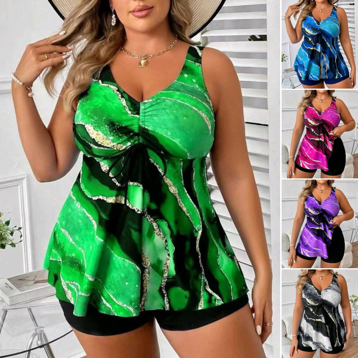 🏖️👙🌴【S-5XL】Elegantne kopalke s potiskom za večje velikosti